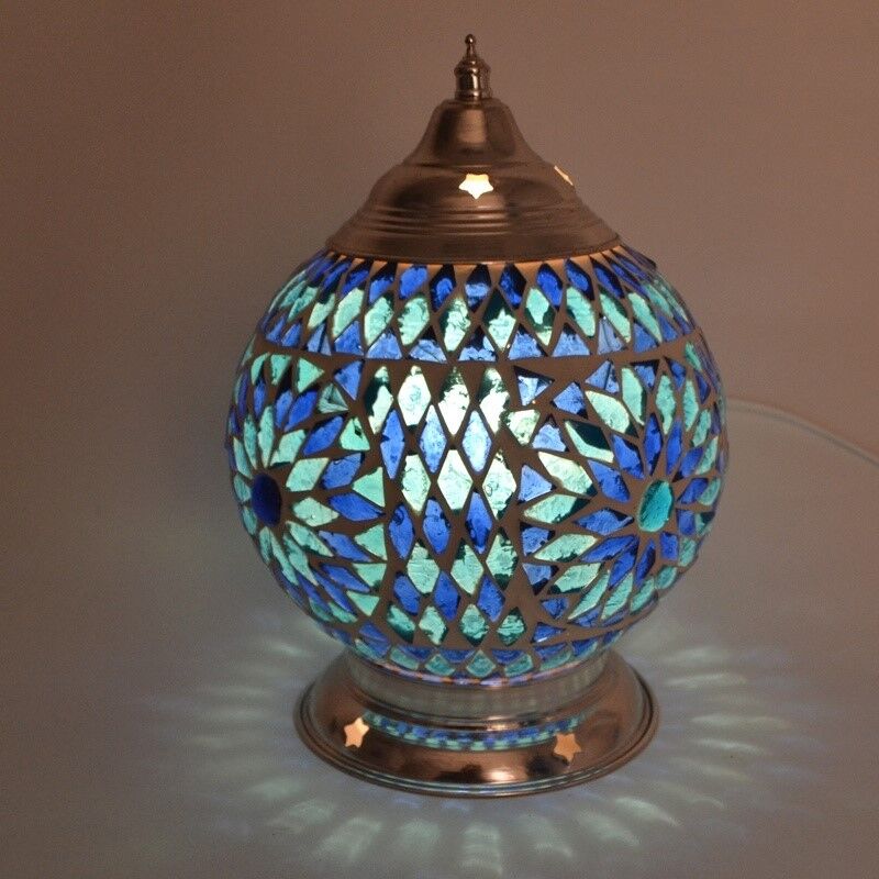 Blue oriental table lamp mosaic, Sabri