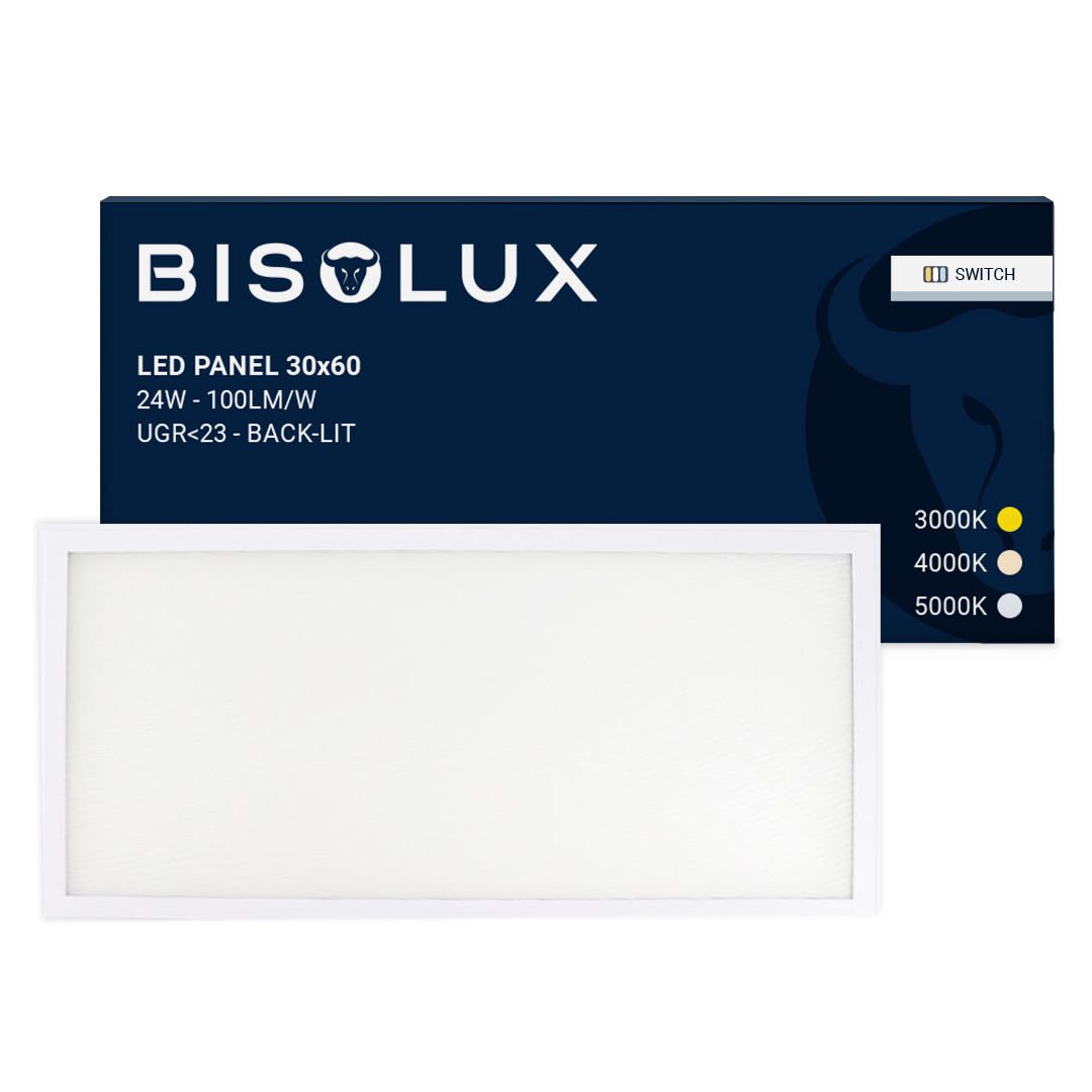 600x300 LED Panel - 100 lm/W - UGR<23 - Adjustable White - Back-Lit