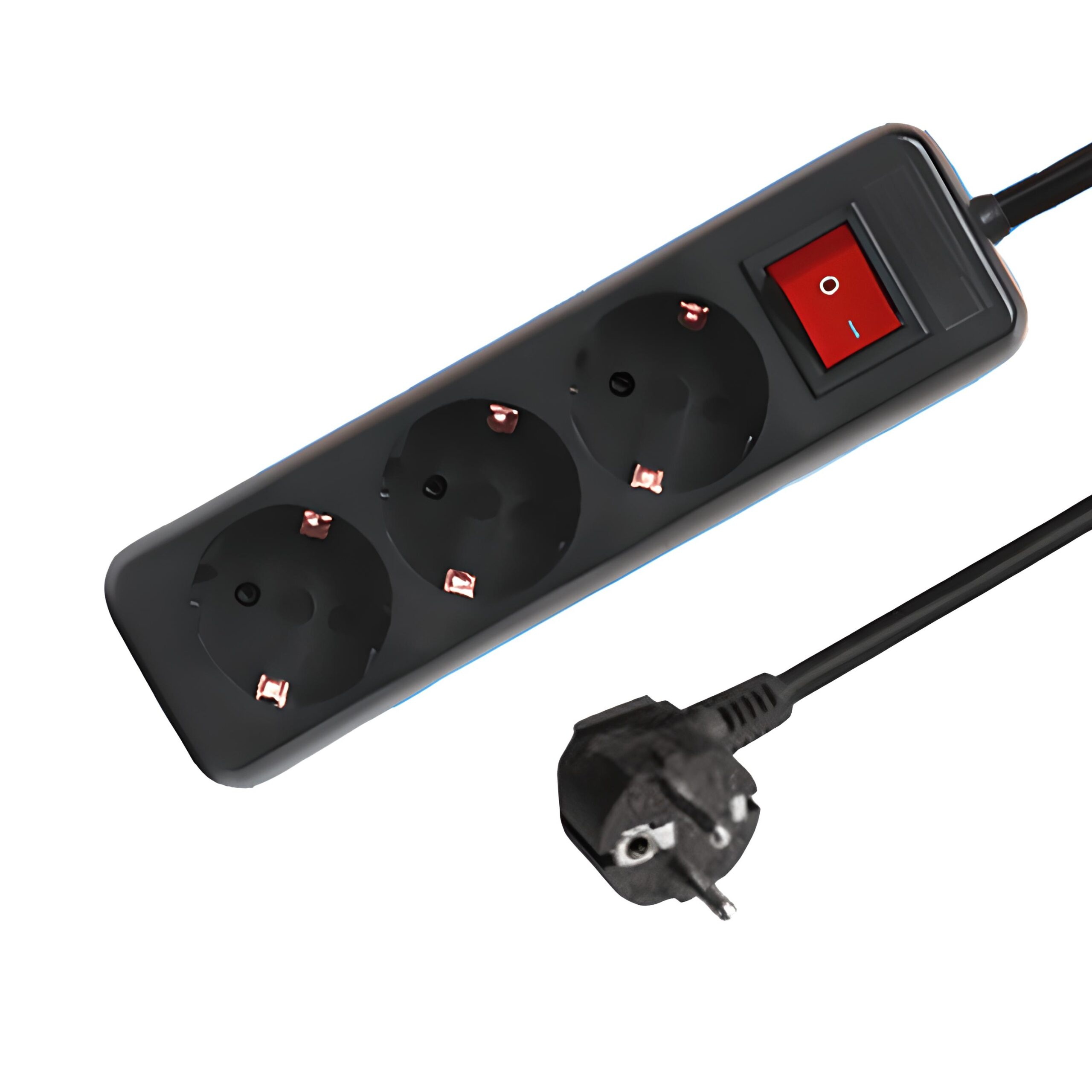 3-way power strip with switch 3 metres, black