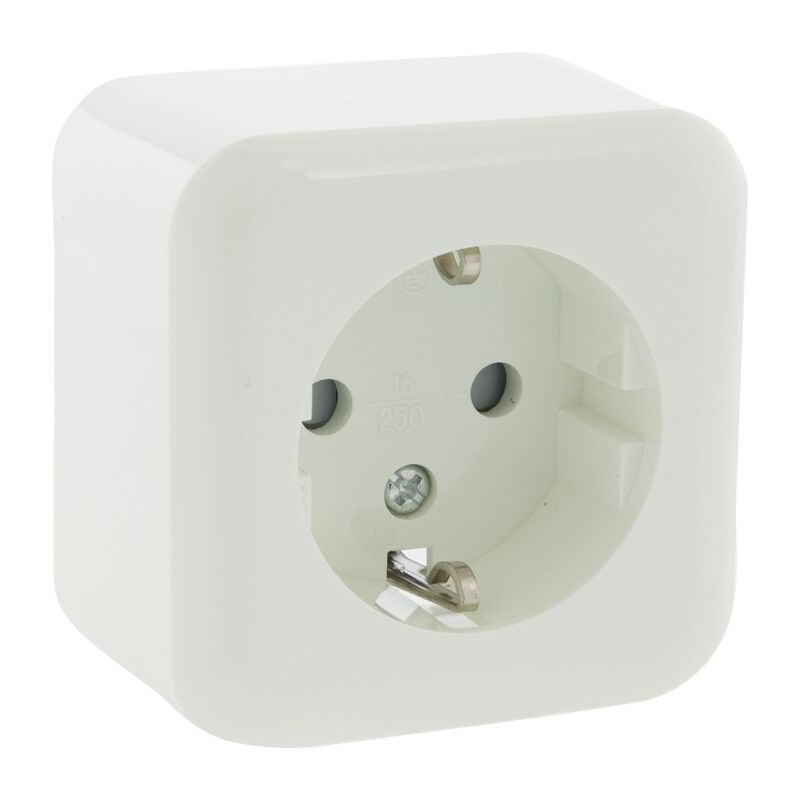 Exin Exo socket, surface-mounted, single, Schuko earth, polar white