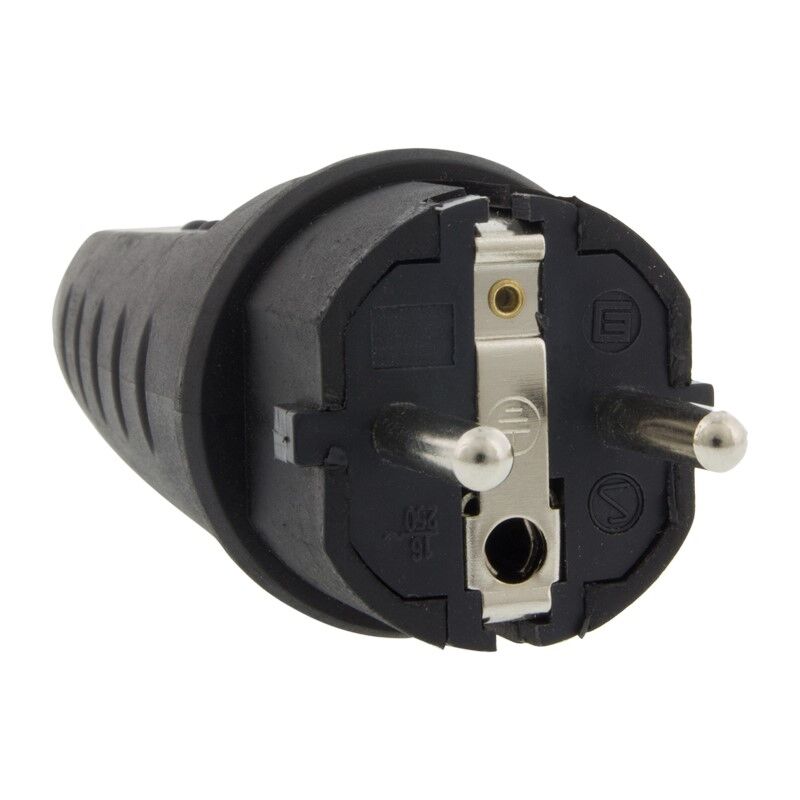Plug SCHUKO Rubber 10/16 Ampere, Black