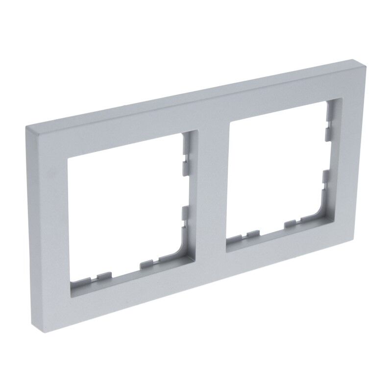 Q-Link S-Line cover frame 2-gang, Gray / aluminum colored
