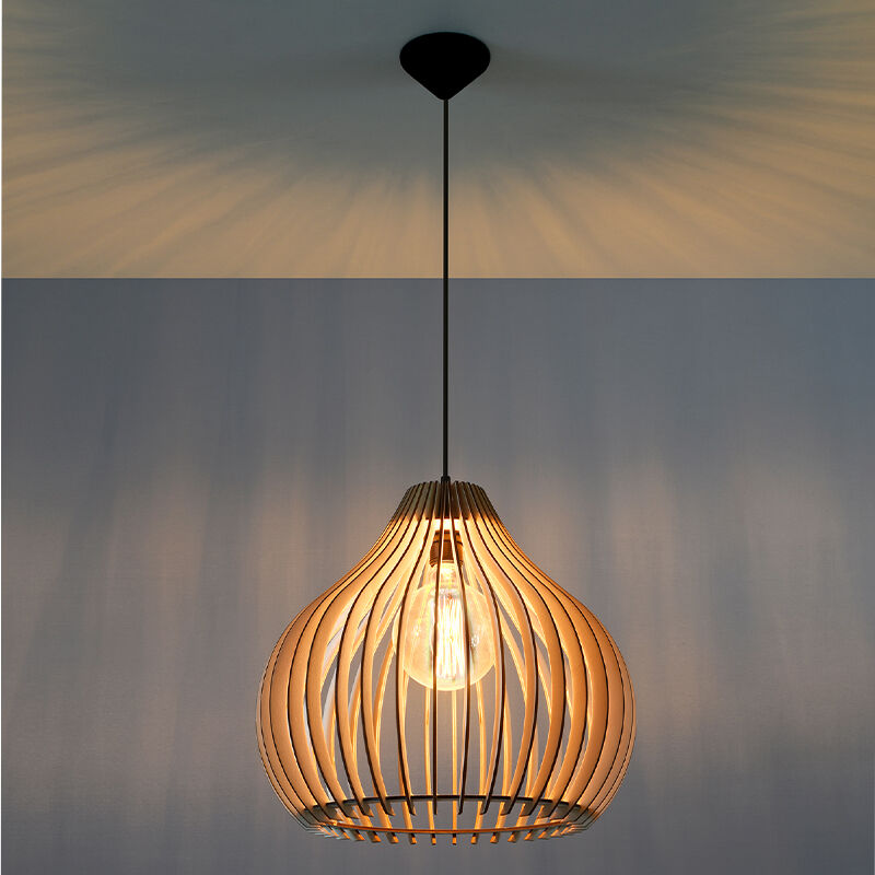 Wood pendant light brown, Gudo