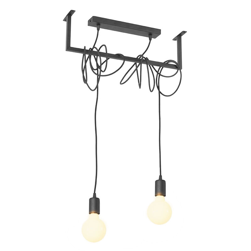 Steel pendant light black, Lauraine