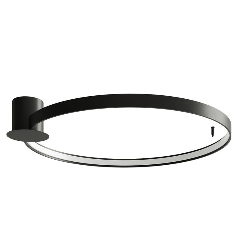 Aluminium flush ceiling light black, Ringo, 50W, 3000K LED