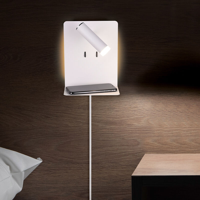 White wall light design, Ricciolo, 3W, 3000K LED, with switch