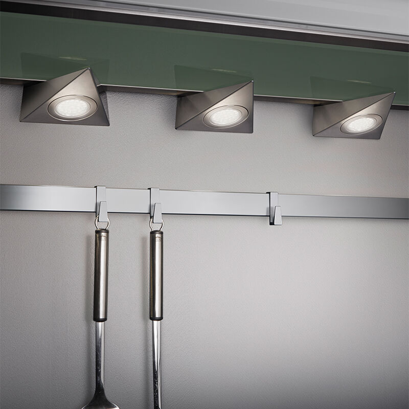 Nickel under cabinet lighting metal, Zerdali, 3W, 3000K LED, with switch