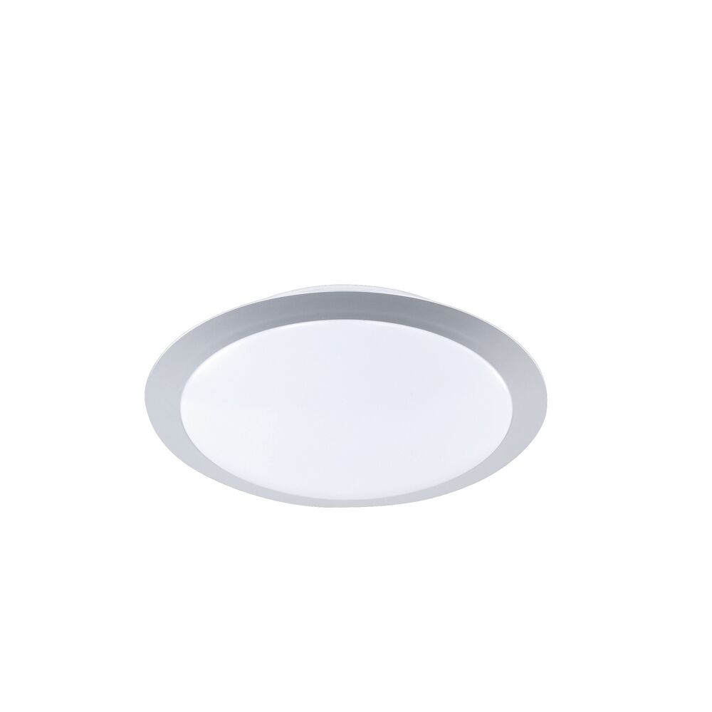 Silver flush ceiling light plastic, Ramsgate, 9W, 3000K LED