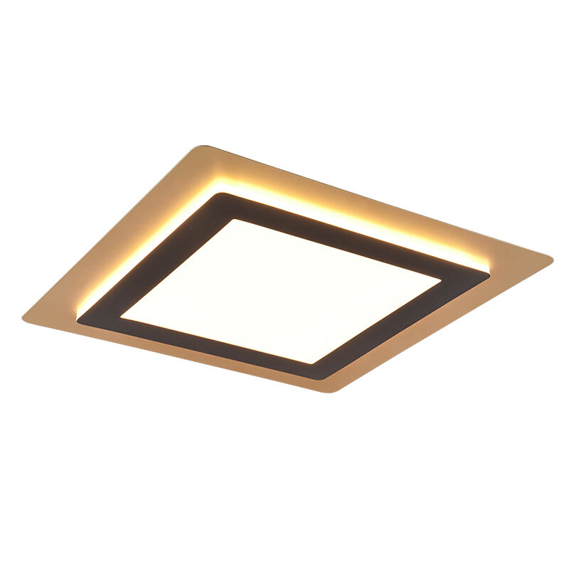 Golden flush ceiling light modern, Frans, 46W, warm to cold white adjustable LED, with remote control
