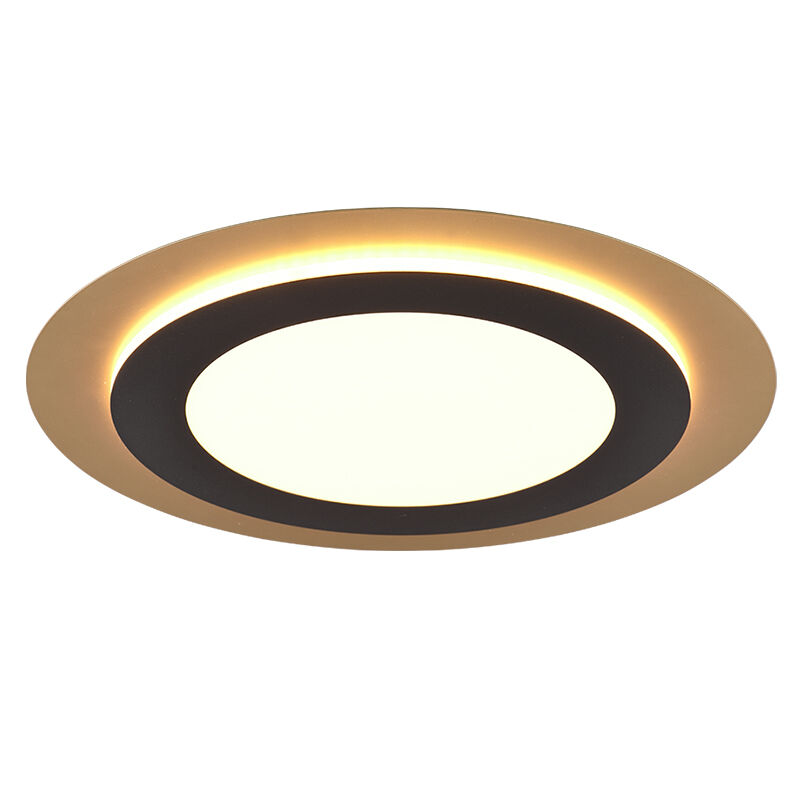 Black flush ceiling light modern, Frans, 42W, warm to cold white adjustable LED, with remote control