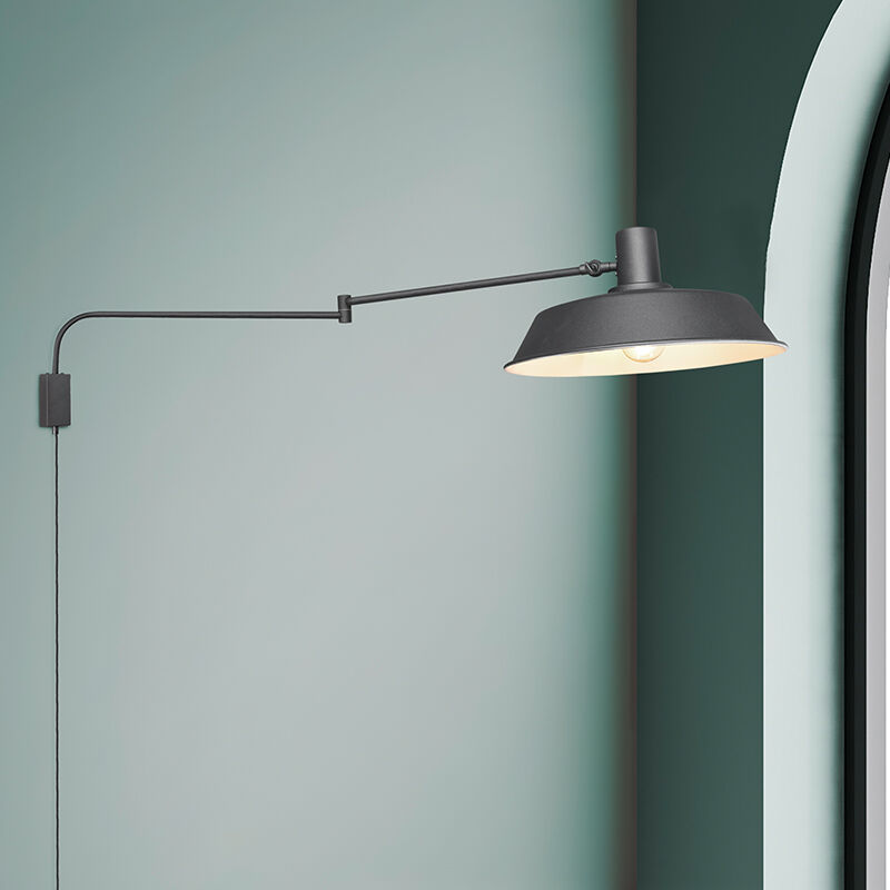 Black wall light modern, Silvia, with switch