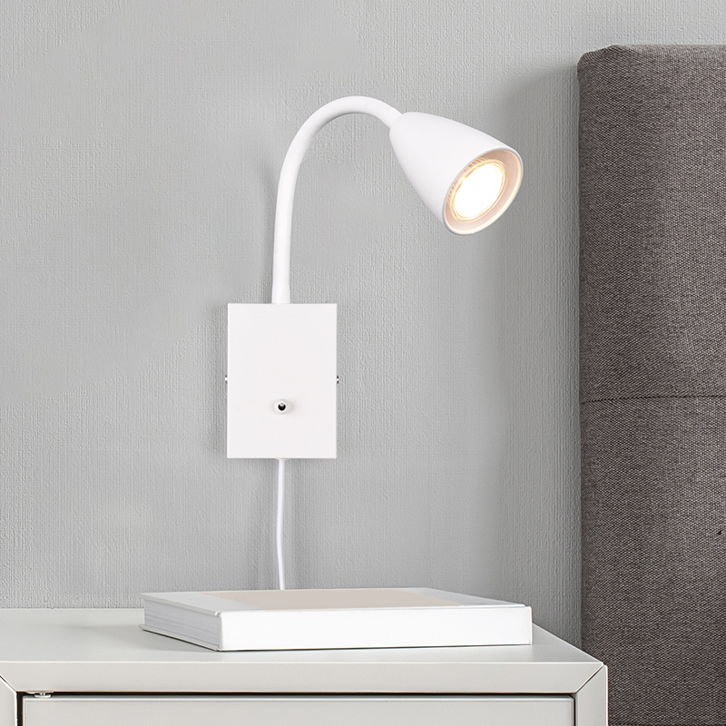 White wall light modern, Joanne, with switch