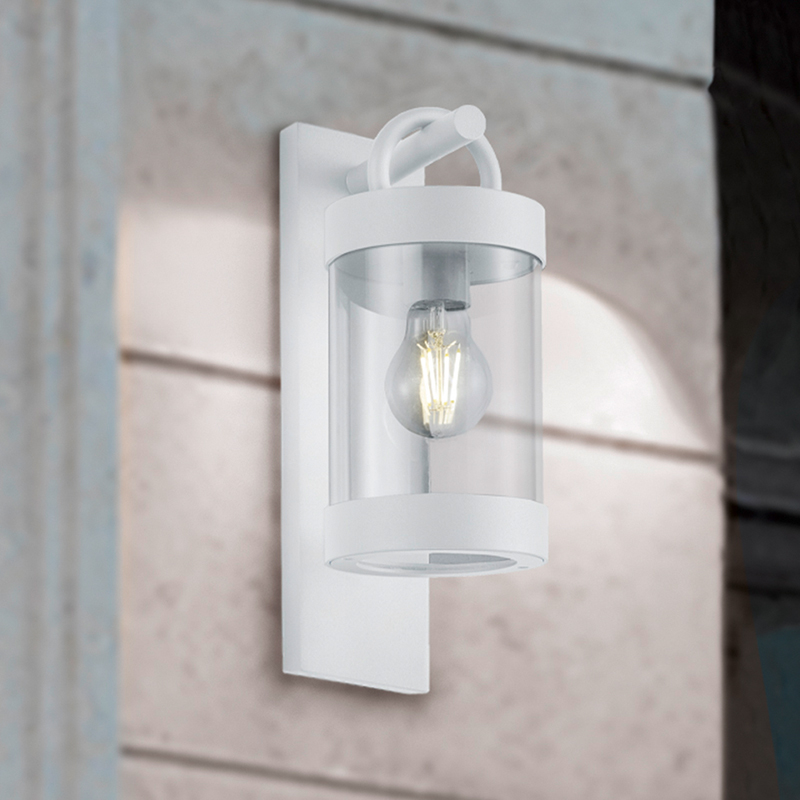 White outdoor wall light with dusk to dawn sensor modern, Sambesi, IP44