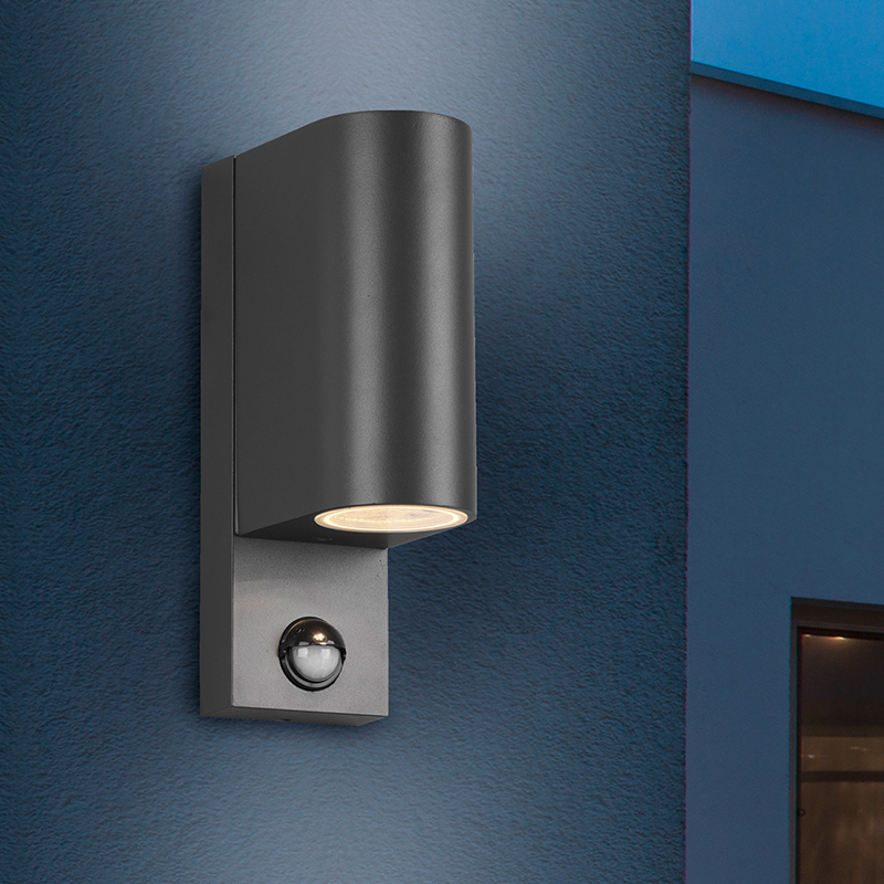 Anthracite outdoor wall light with motion sensor modern, Laurien, IP44