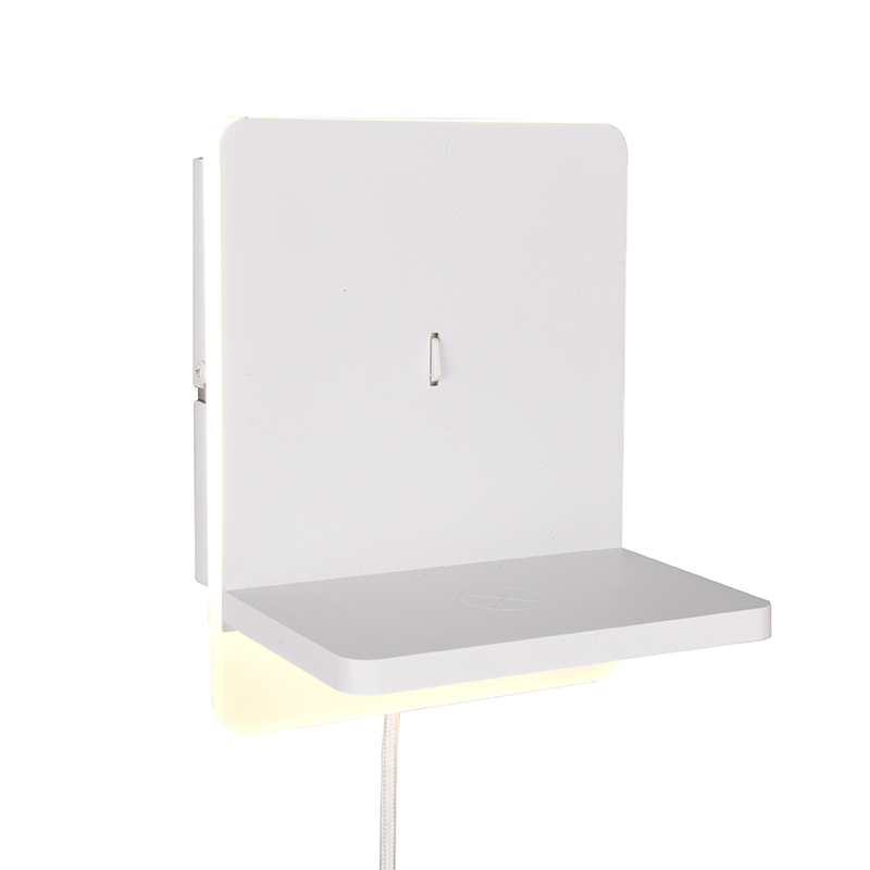 White wall light modern, Margje, 9W, 3000K LED, with switch