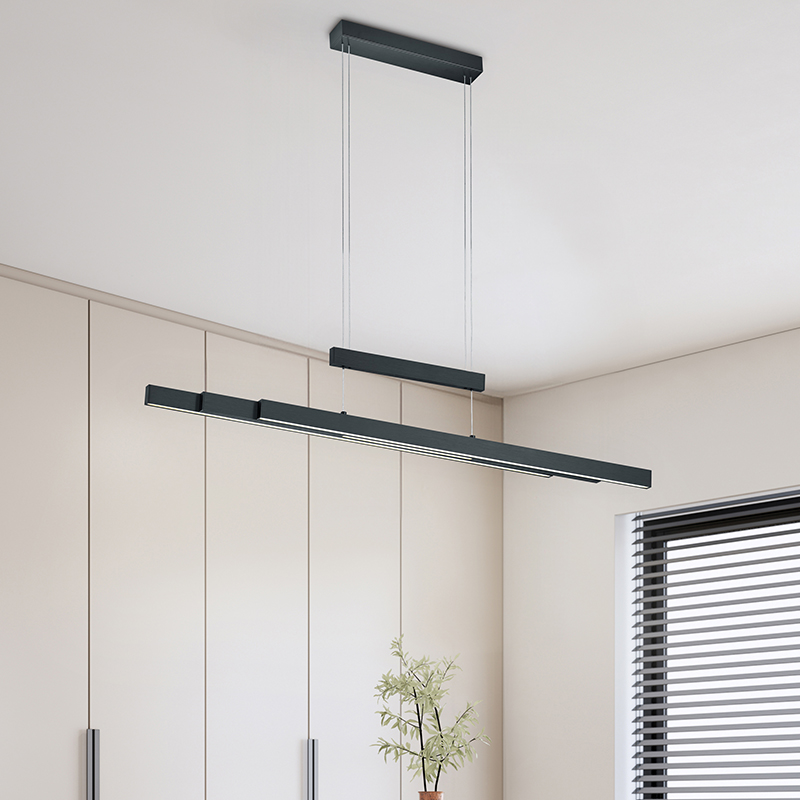 Black pendant light modern, Jessey, 42W, warm to cold white adjustable LED, with touch dimmer