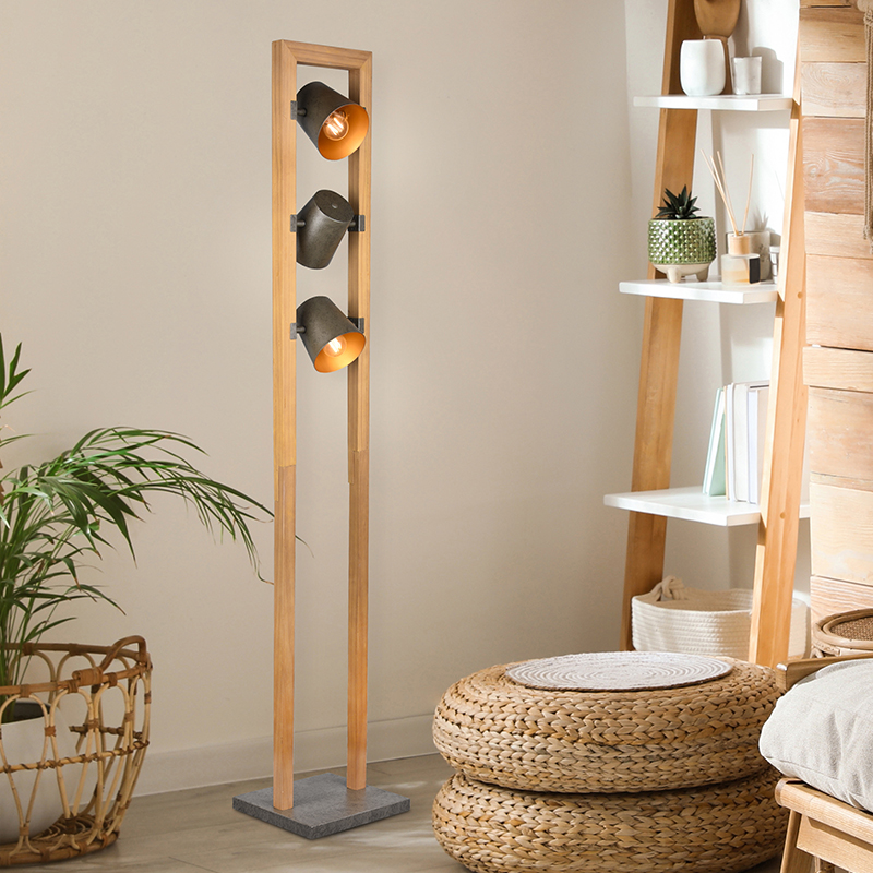 Nickel reading floor lamp vintage, Keira, with switch