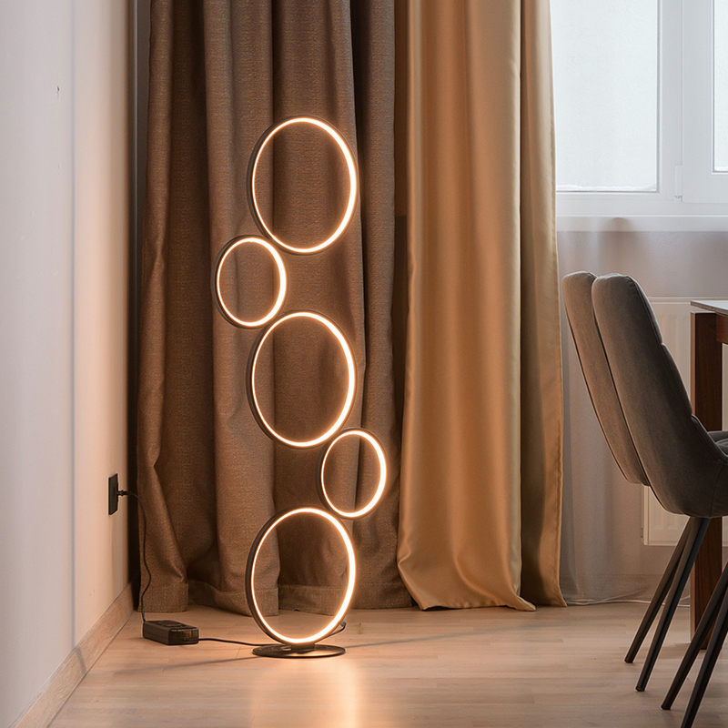 Black floor lamp modern, Robon, 36W, 3000K LED, with switch