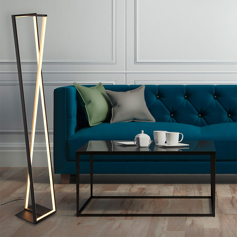 Black floor lamp modern, Chadi, 26W, warm to cold white adjustable LED