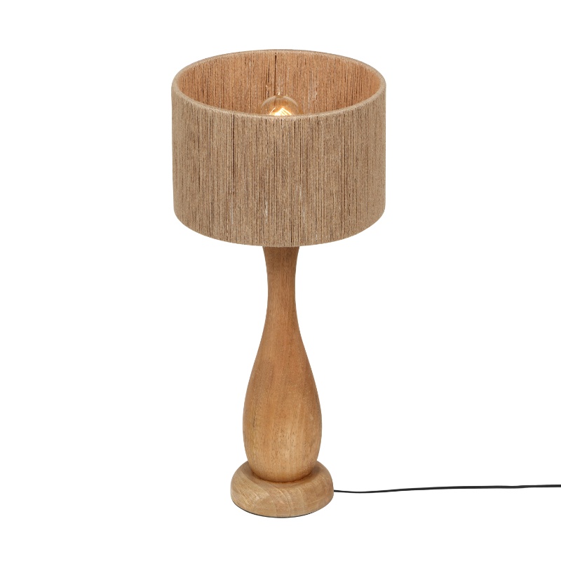 Rustic table lamp wood, Mucahit, with switch