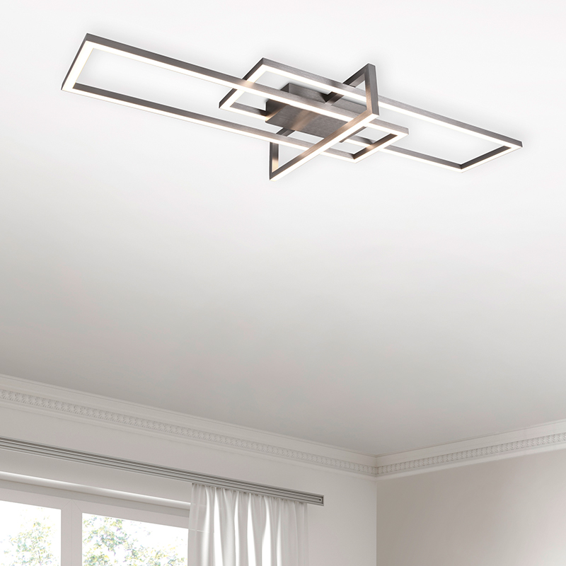 Nickel flush ceiling light modern, Hatun, 34W, 3000K LED