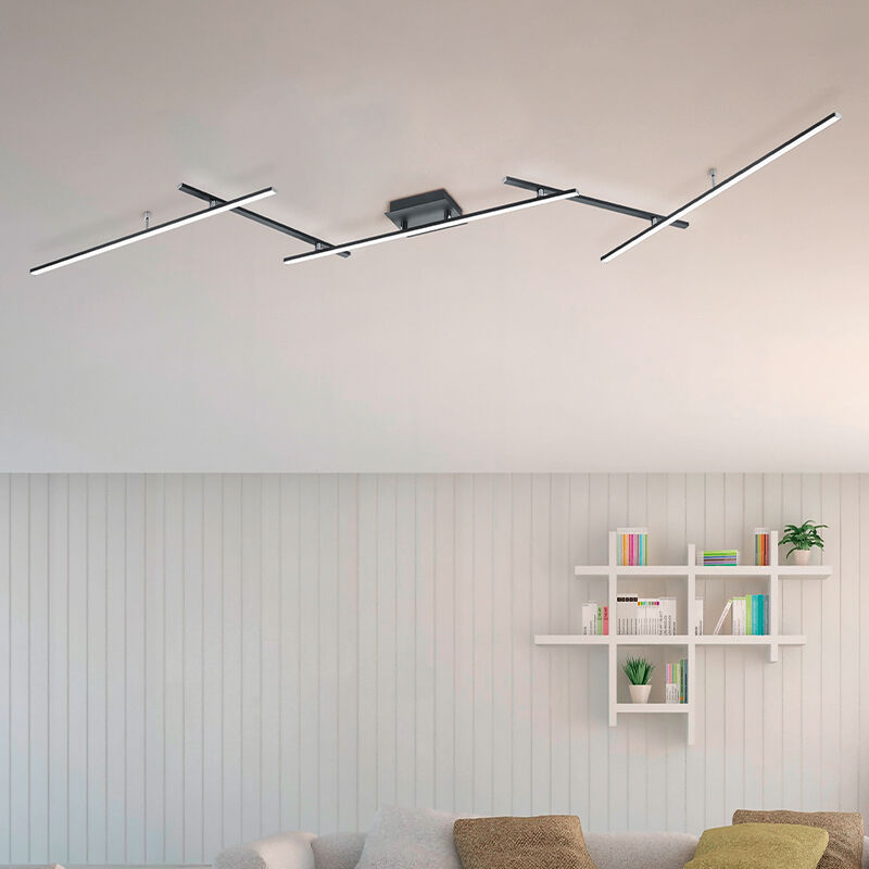 Black flush ceiling light modern, Nadja, 22W, RGBW LED, with remote control