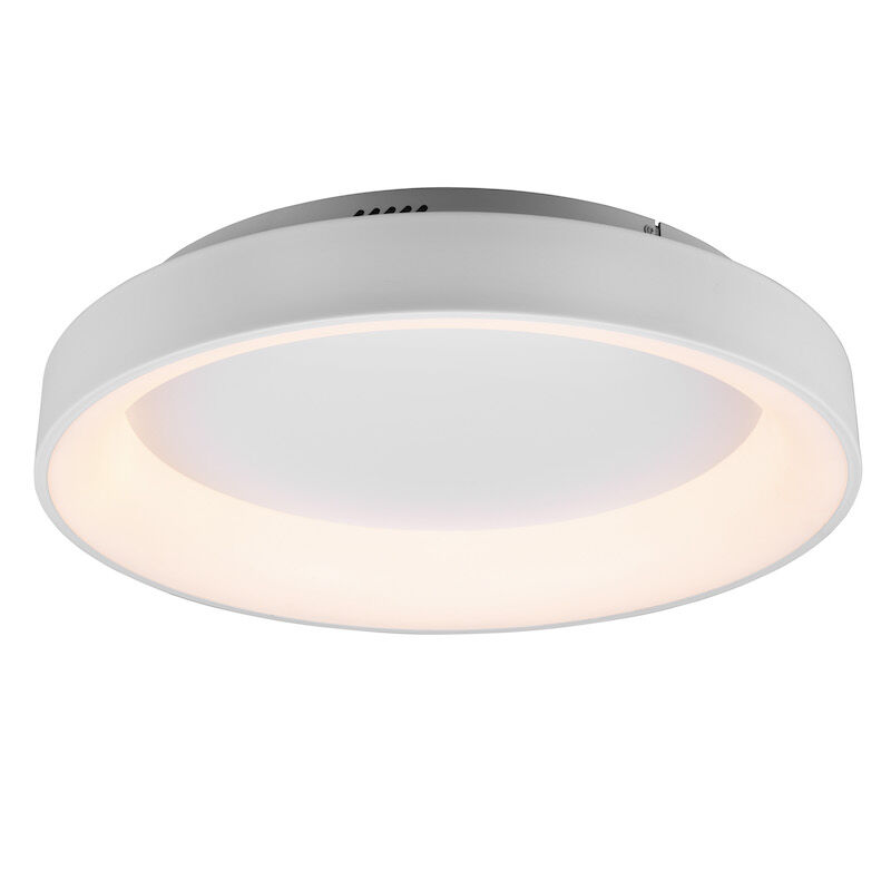 White flush ceiling light modern, Jered, 48W, warm to cold white adjustable LED, with remote control