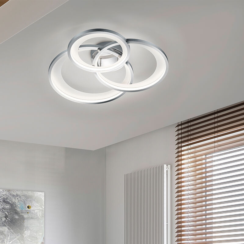 Chrome flush ceiling light modern, Kendi, 36W, 3000K LED