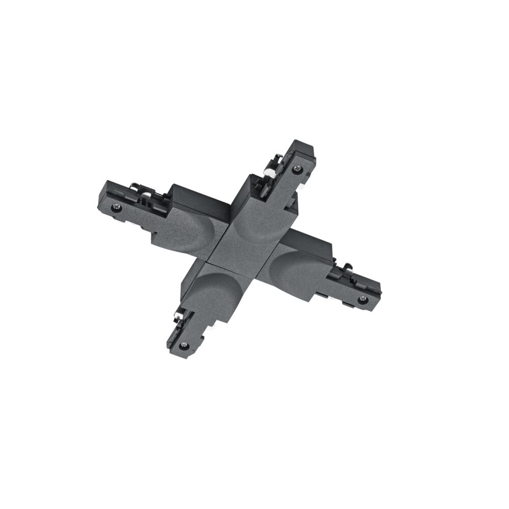 Black cross connector for 2-phase track lighting