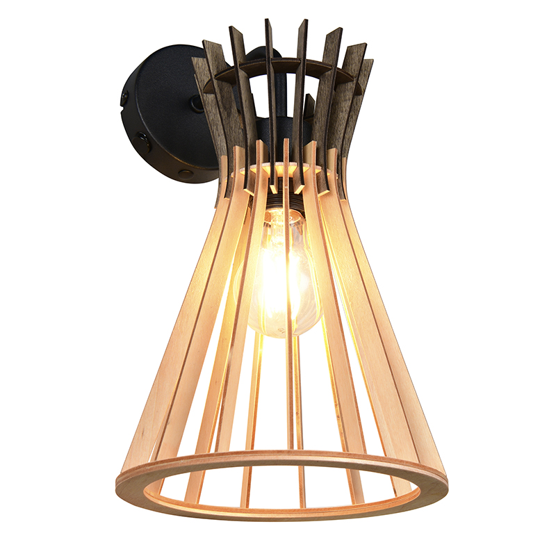 Rustic wall light wood, Peer, with switch