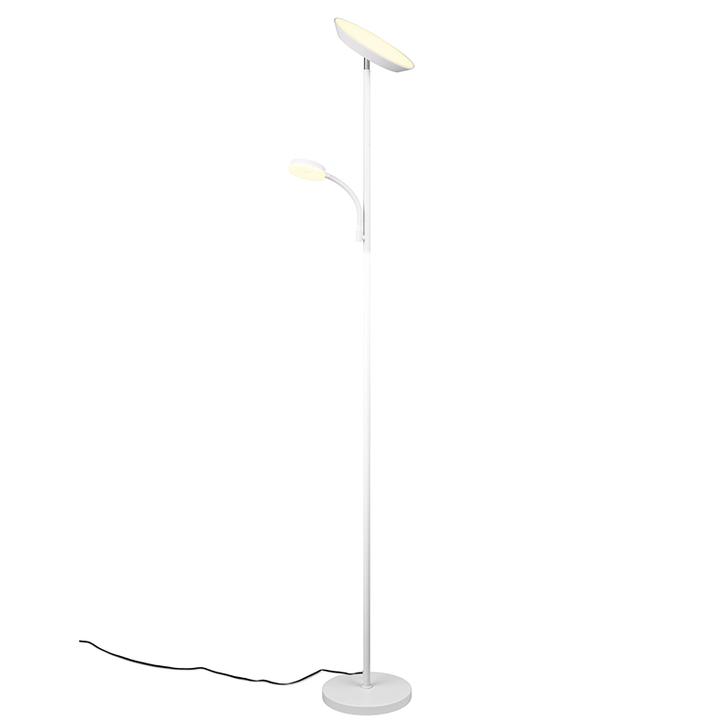 White floor lamp modern, Shahid, 17W, warm to cold white adjustable LED, with touch dimmer