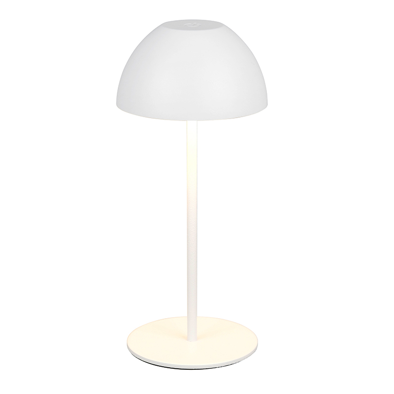 White rechargeable table lamp plastic, Mikhail, 2W, 3000K LED, IP44, with touch dimmer