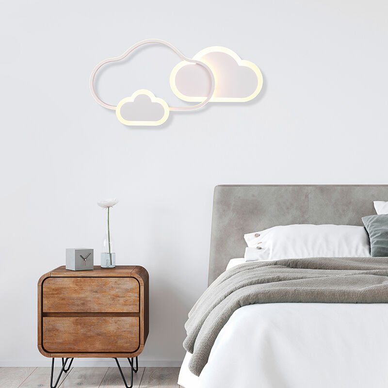 White kid's ceiling light modern, Cemil, 29W, RGBW LED, with remote control