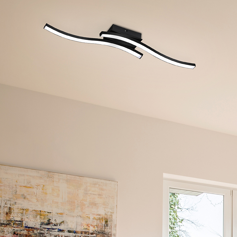 Black flush ceiling light modern, Go, 5W, 3000K LED