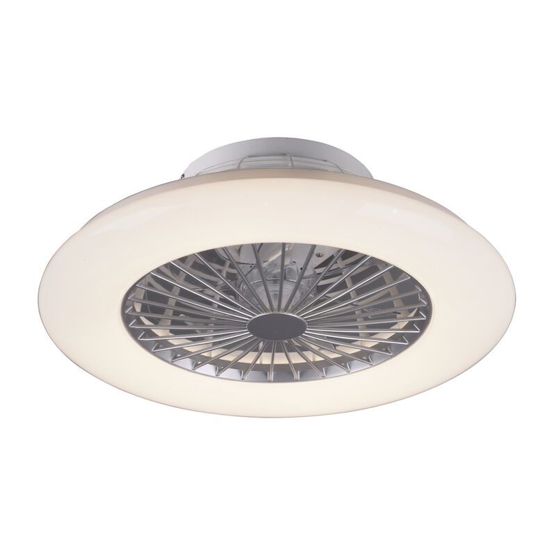 Grey ceiling fan modern, Damyan, 30W, warm to cold white adjustable LED, with remote control