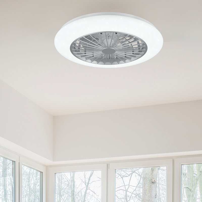 Grey ceiling fan modern, Damyan, 30W, RGBW LED, with remote control
