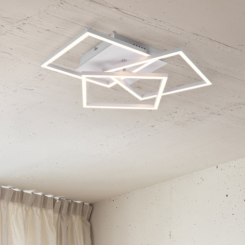 White flush ceiling light modern, Bibiana, 28W, warm to cold white adjustable LED, with remote control