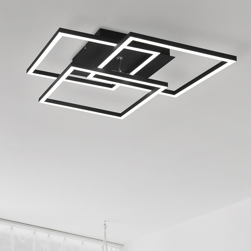 Black flush ceiling light modern, Bibiana, 28W, warm to cold white adjustable LED, with remote control