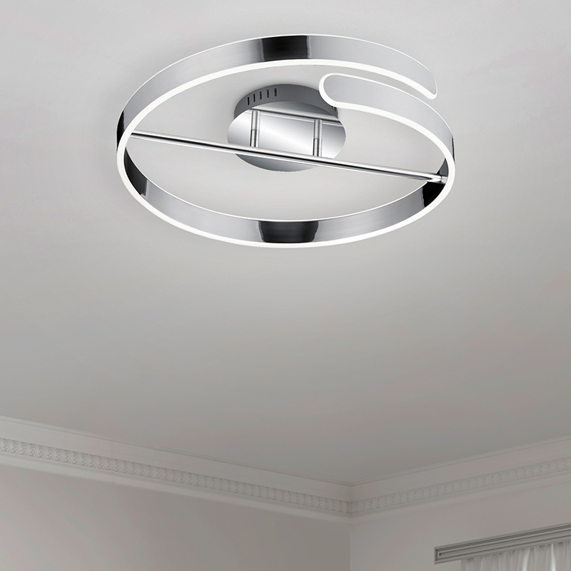 Chrome flush ceiling light design, Resy, 37W, 4000K LED, 3-step dimmable