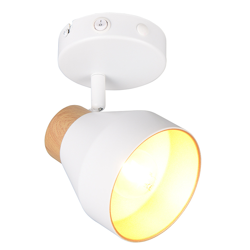 White wall spotlight modern, Riette, with switch
