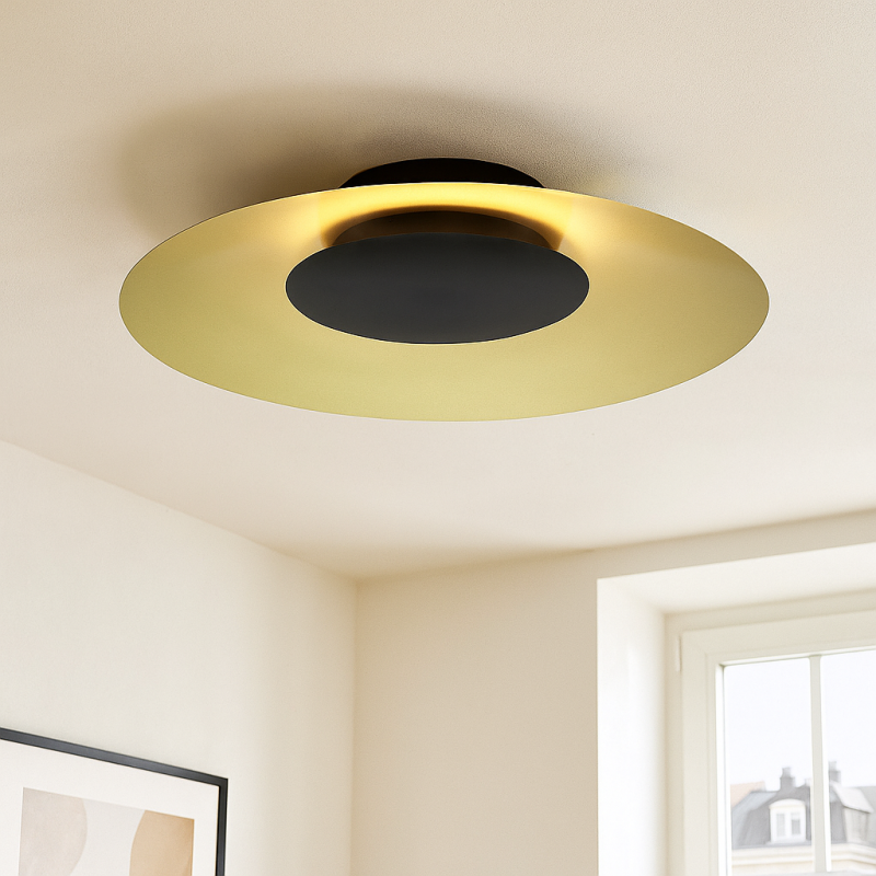Modern flush ceiling light gold, Denyse, 15W, 3000K LED