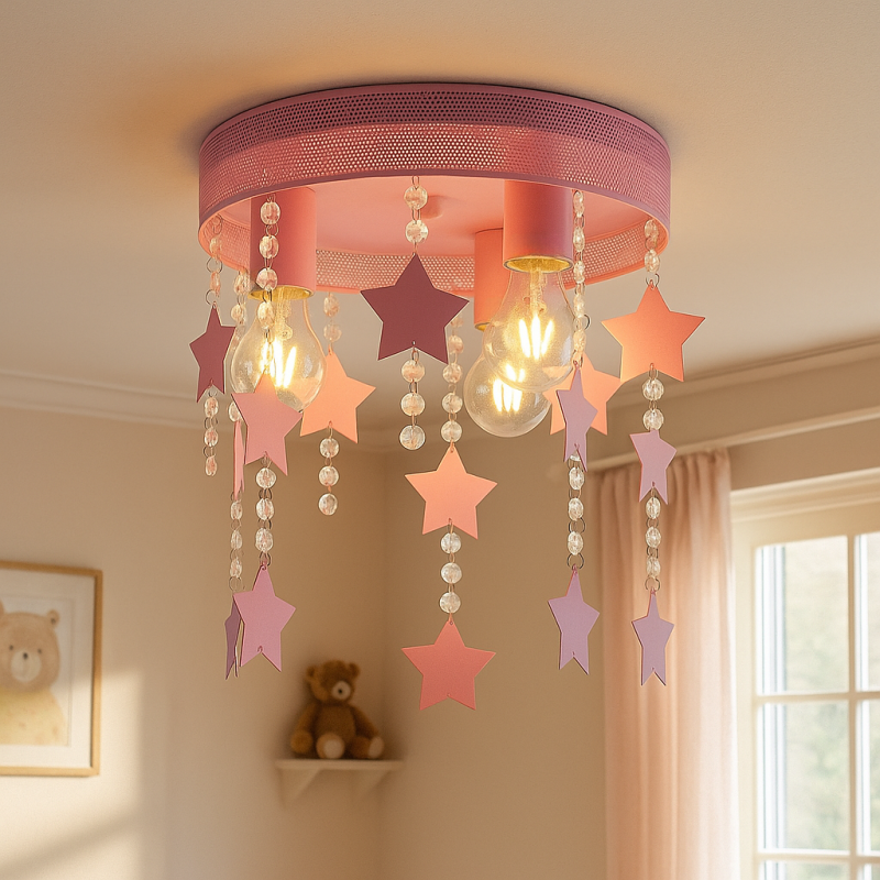 Metal kid's ceiling light pink, Doenja
