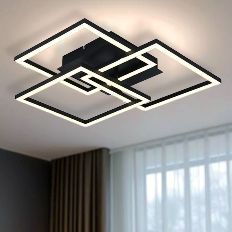 Modern flush ceiling light black, Giorgio, 35W, dim to warm LED, with remote control Modern flush ceiling light black, Giorgio, 35W, dim to warm LED, with remote control