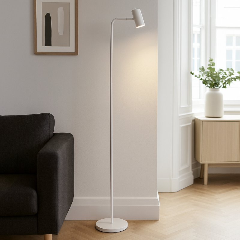 Modern floor lamp white, Carlos, with switch