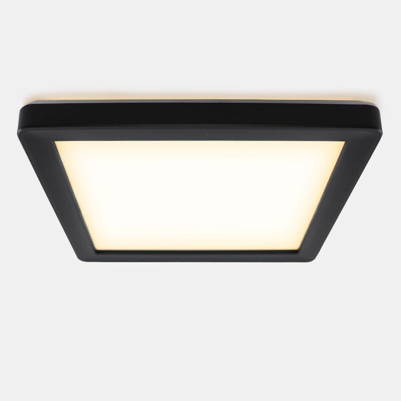 Plastic bathroom ceiling light black, Shivani, 15W, 3000K LED, IP44