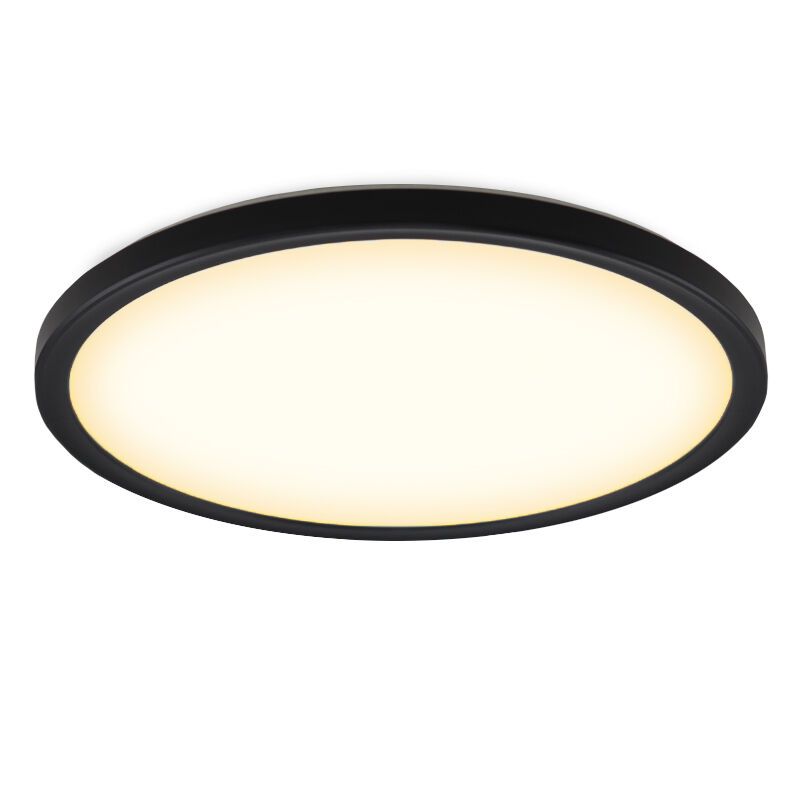 Plastic flush ceiling light black, Shona, 22W, 3000K LED, 3-step dimmable