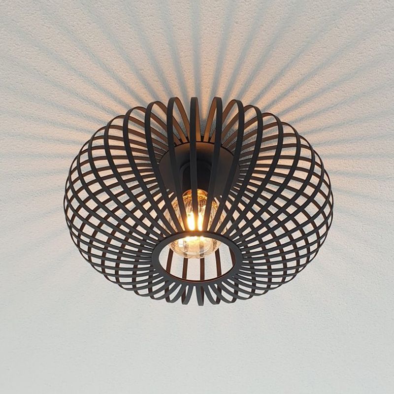 Industrial flush ceiling light black, Lieve