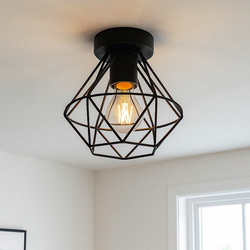 Industrial flush ceiling light black, Jochem