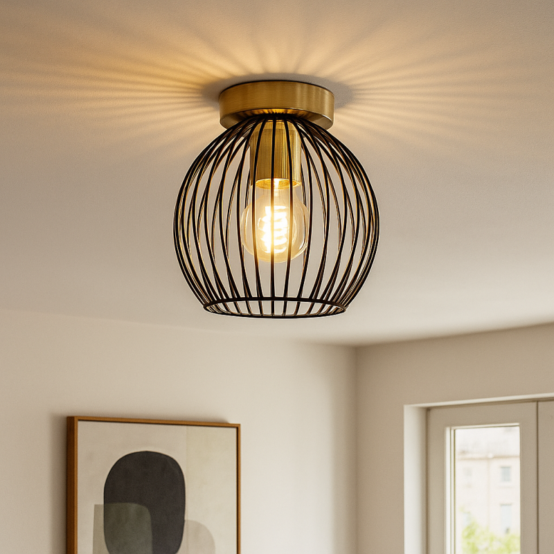 Industrial flush ceiling light gold, Wiro