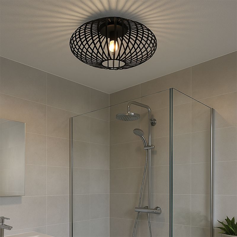 Industrial bathroom ceiling light black, Lieve, IP44